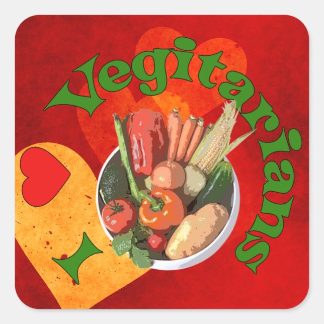 Ich hebe Vegetarier Quadratischer Aufkleber (Vorderseite)