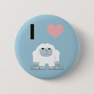 Ich hebe Yeti Niedlich Cartoon Schneemonster Button