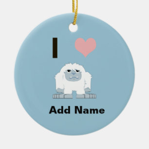 Ich hebe Yeti Niedlich Cartoon Schneemonster Keramik Ornament