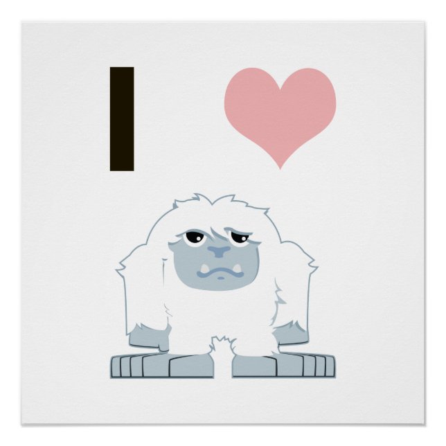 Ich hebe Yeti Niedlich Cartoon Schneemonster Poster (Vorderseite)