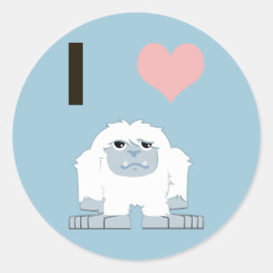 Ich hebe Yeti Niedlich Cartoon Schneemonster Runder Aufkleber