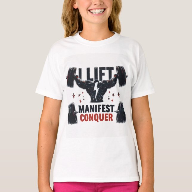 Ich heben, manifest, erobern T-Shirt (Vorderseite)