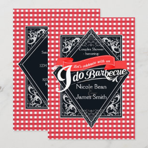 Ich heirate BARBECUE BBQ Rot-Weiß-Karo Verlobung Einladung