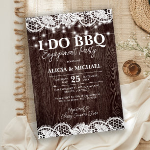 Ich heirate BBQ rustikale Holzspitze Verlobungsfei Einladung