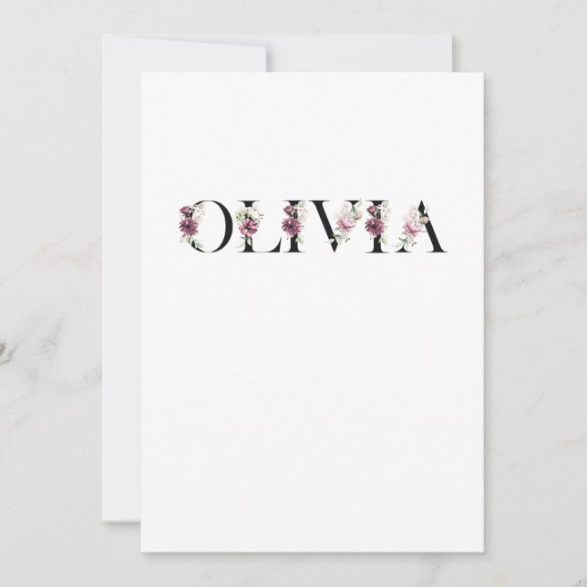 Ich heiße Olivia. Ich heiße Olivia. Einladung (Vorderseite)