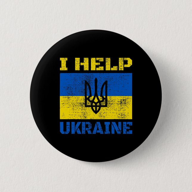 Ich helfe der Ukraine Unterstützung für Ukrainer I Button (Vorderseite)