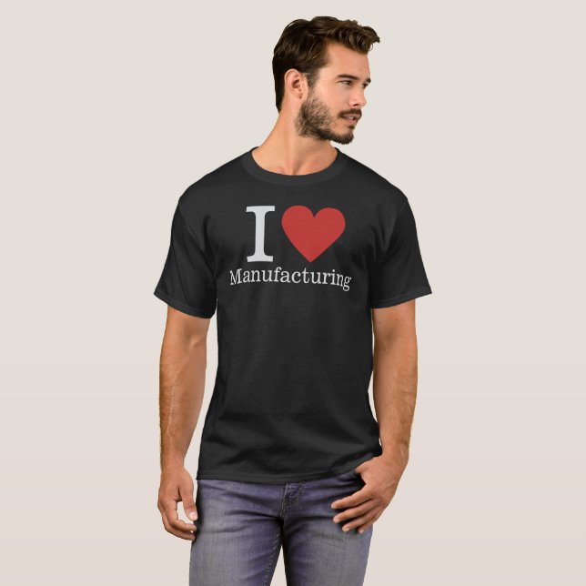 Ich ❤️ Herstellung für Mitarbeiter CUSTOM Männer T-Shirt (Vorne ganz)