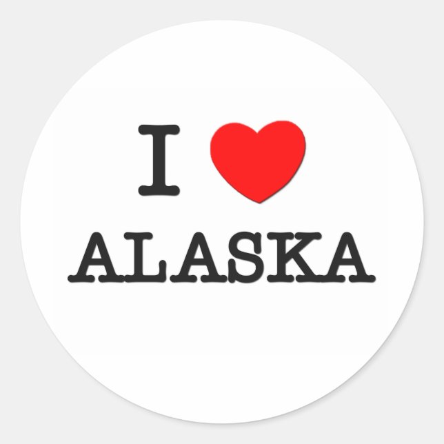 ICH HERZ ALASKA RUNDER AUFKLEBER (Vorderseite)