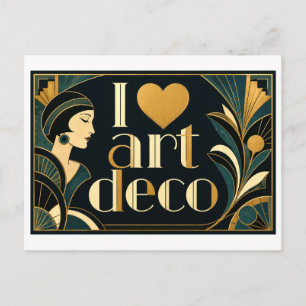 "Ich [Herz] Art Deco" Postkarte