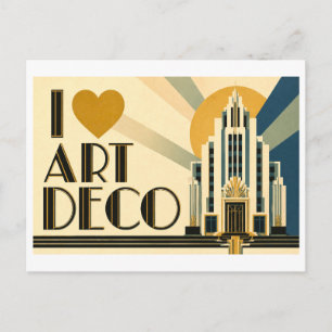 "Ich [Herz] Art Deco" Postkarte