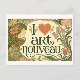 "Ich [Herz] Art Nouveau" Postkarte