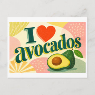 "Ich [Herz] Avocados" Postkarte