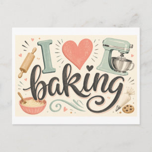 Ich [Herz] Backen Postkarte