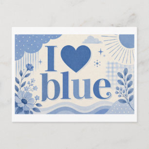 "Ich [Herz] Blau" Postkarte