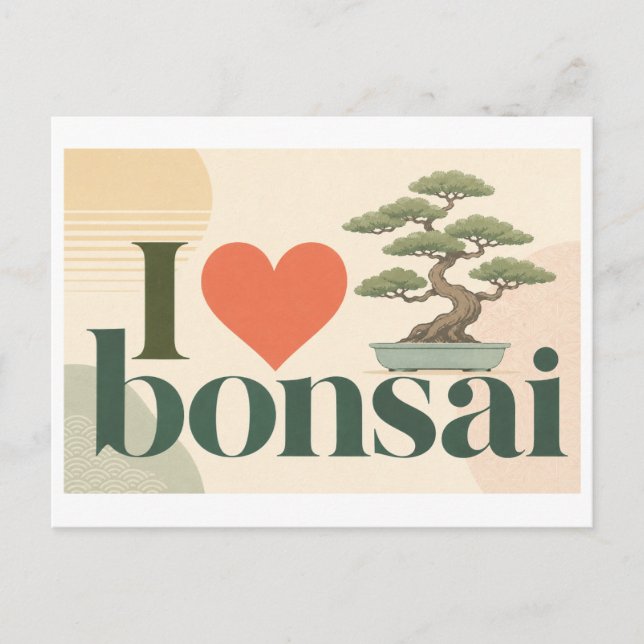 "Ich [Herz] Bonsai" Postkarte (Vorderseite)