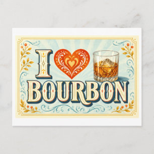 "Ich [Herz] Bourbon" Postkarte