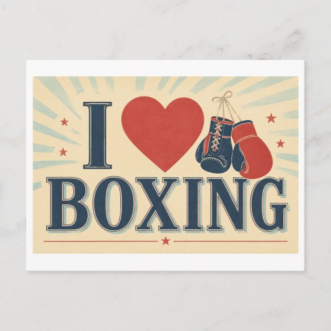 "Ich [Herz] Boxen" Postkarte (Vorderseite)