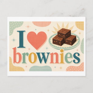 "Ich [Herz] Brownies" Postkarte