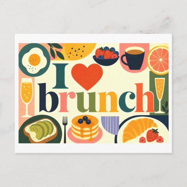 "Ich [Herz] Brunchen" Postkarte (Vorderseite)