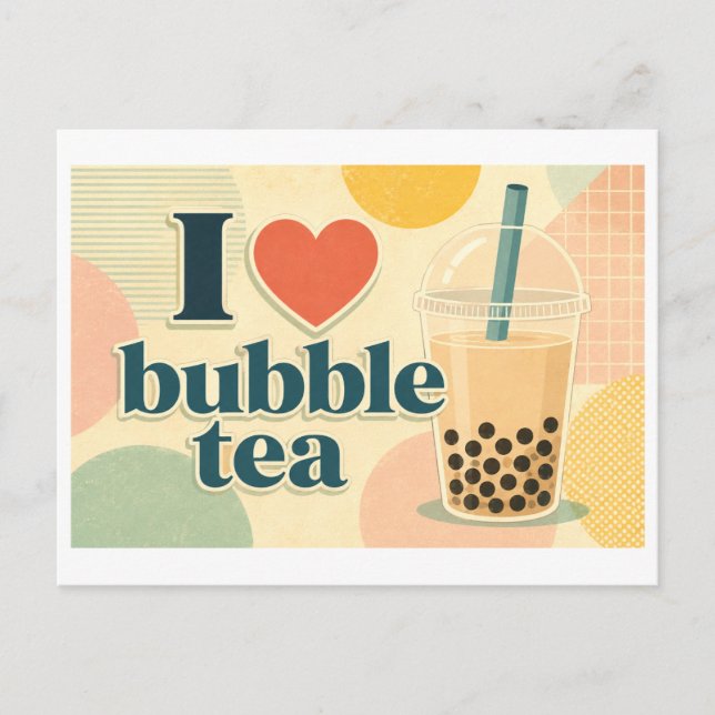 "Ich [Herz] Bubble Tea" Postkarte (Vorderseite)