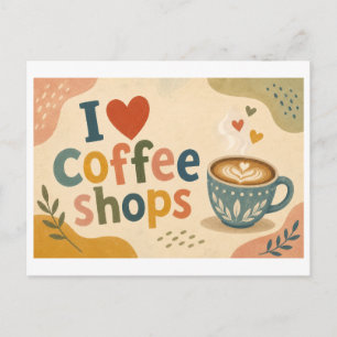 "Ich [Herz] Cafés" Postkarte
