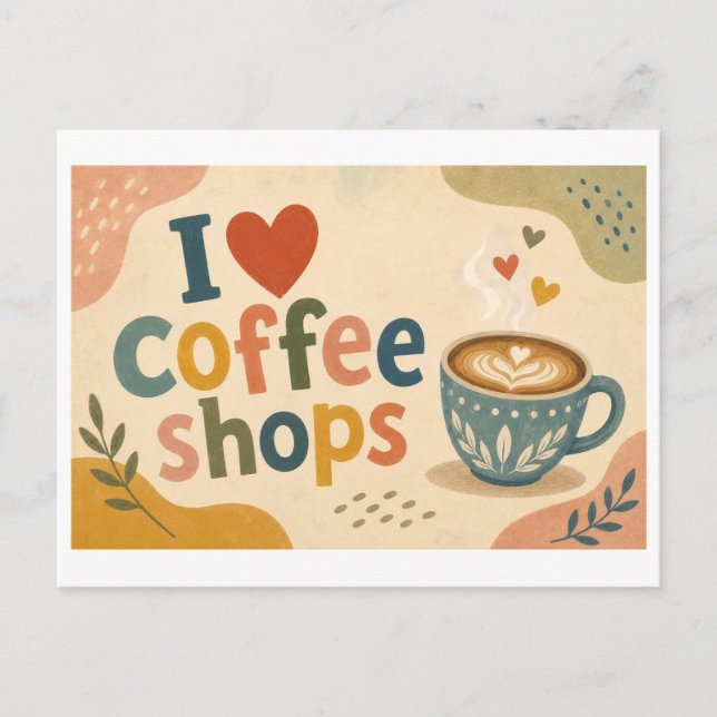 "Ich [Herz] Cafés" Postkarte (Vorderseite)