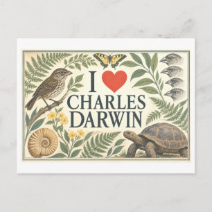 "Ich [Herz] Charles Darwin" Postkarte