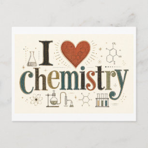 "Ich [Herz] Chemie" Postkarte