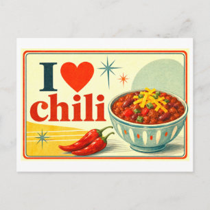 "Ich [Herz] Chili" Postkarte