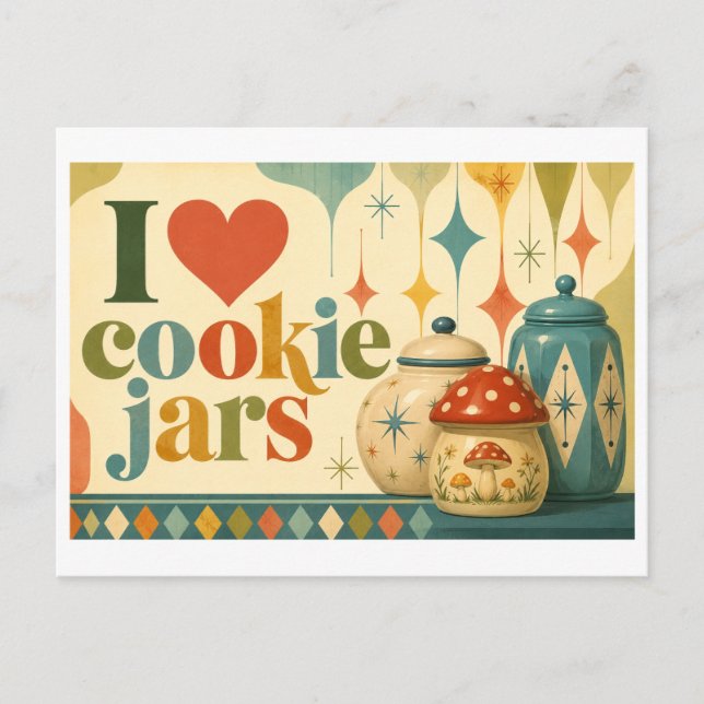 "Ich [Herz] Cookie-Gläser" Postkarte (Vorderseite)