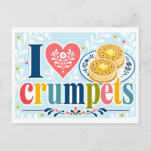 "Ich [Herz] Crumpets" Postkarte