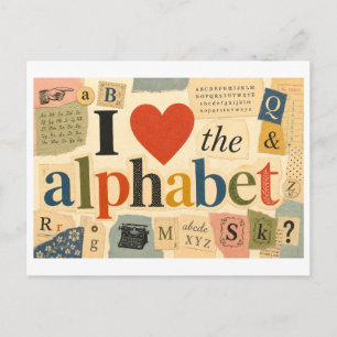 "Ich [Herz] das Alphabet" Postkarte