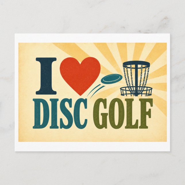 "Ich [Herz] Disc Golf" Postkarte (Vorderseite)
