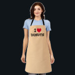 Ich Herz Donuts Custom Farbe Backen Schürze<br><div class="desc">Ich liebe die Schürze des benutzerdefinierten Backens. Schürze für Damen und Herren. Personalisiertes Design der Herzvorlage. Trendy Kochen und Backen Schürze in jeder Farbe. Niedliche Geschenkidee für Freunde, Familie, Koch, Koch, Bäcker, Mama, Papa, Ehefrau, Ehemann etc. Farben können geändert werden. Beispiel für die Farbe. Auch ideal für neue Doughnut Shop...</div>