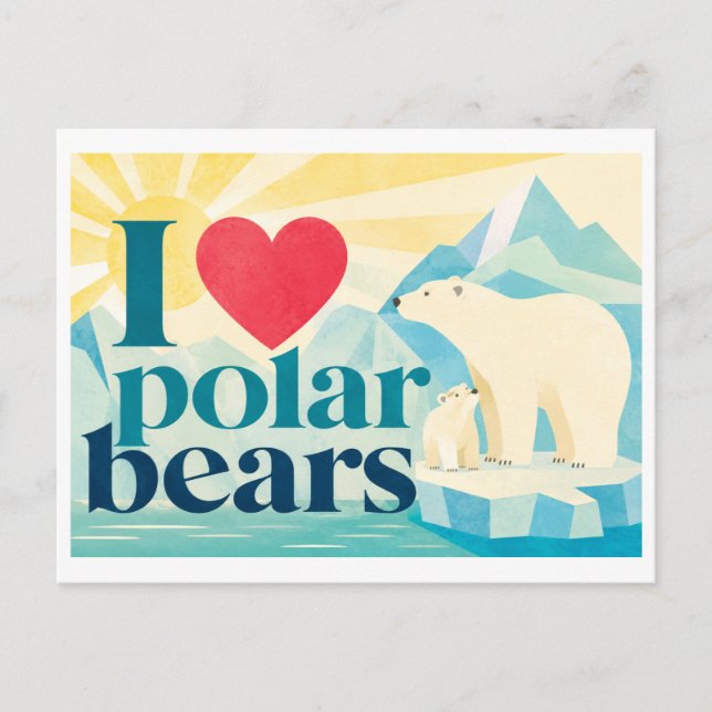 "Ich [Herz] Eisbären" Postkarte (Vorderseite)