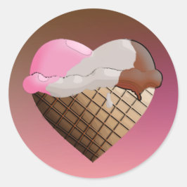 Ich (Herz) Eiscreme! neapolitan Runder Aufkleber