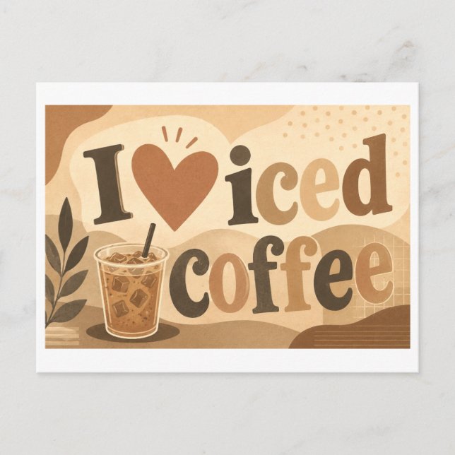 "Ich [Herz] Eiskaffee" Postkarte (Vorderseite)