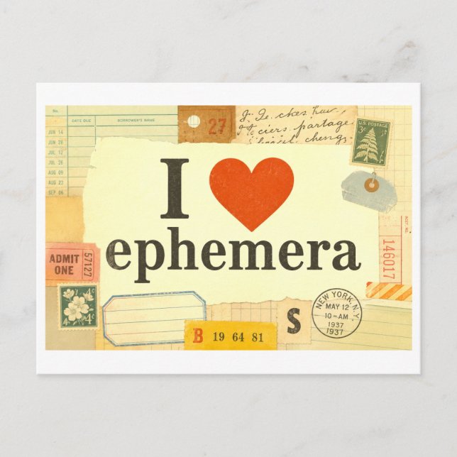 "Ich [Herz] Ephemera" Postkarte (Vorderseite)