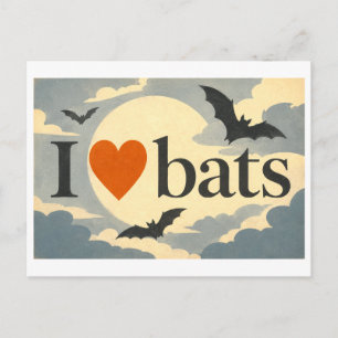 "Ich [Herz] Fledermäuse" Postkarte