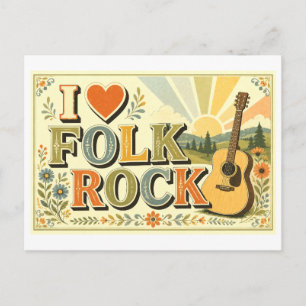 "Ich [Herz] Folk Rock" Postkarte
