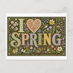 "Ich [Herz] Frühling" Postkarte