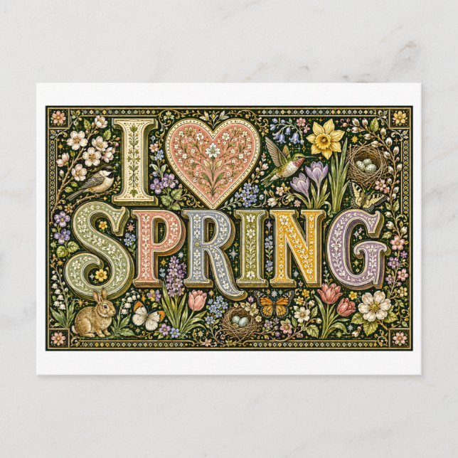 "Ich [Herz] Frühling" Postkarte (Vorderseite)
