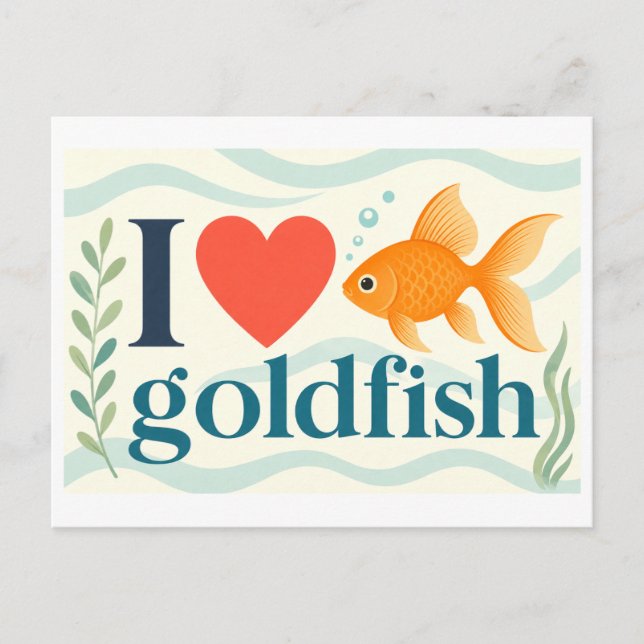 "Ich [Herz] Goldfische" Postkarte (Vorderseite)