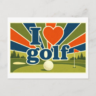 "Ich [Herz] Golf" Postkarte