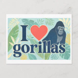"Ich [Herz] Gorillas" Postkarte