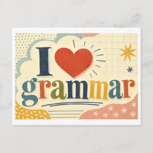 "Ich [Herz] Grammatik" Postkarte