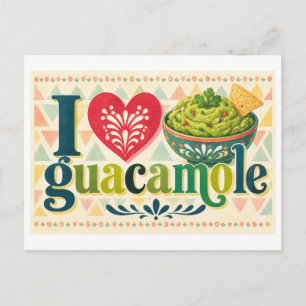 "Ich [Herz] Guacamole" Postkarte