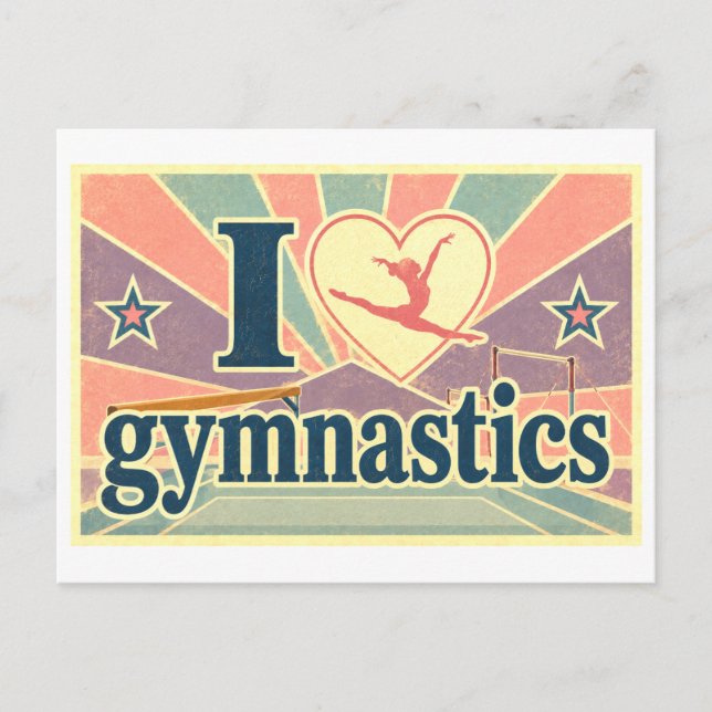 "Ich [Herz] Gymnastik" Postkarte (Vorderseite)