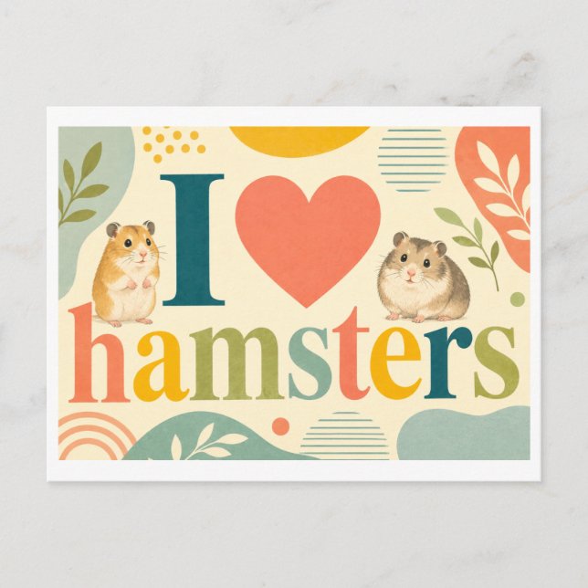 "Ich [Herz] Hamster" Postkarte (Vorderseite)