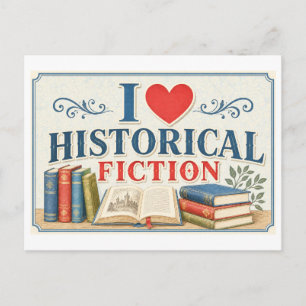 "Ich [Herz] Historische Fiktion" Postkarte